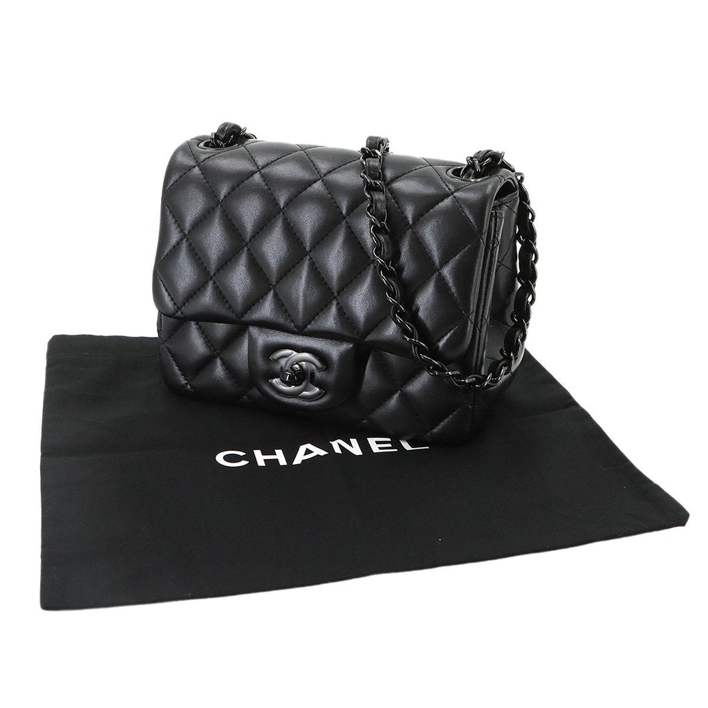 Chanel Mini Quilted Chain Shoulder Bag Lambskin Black — view 2