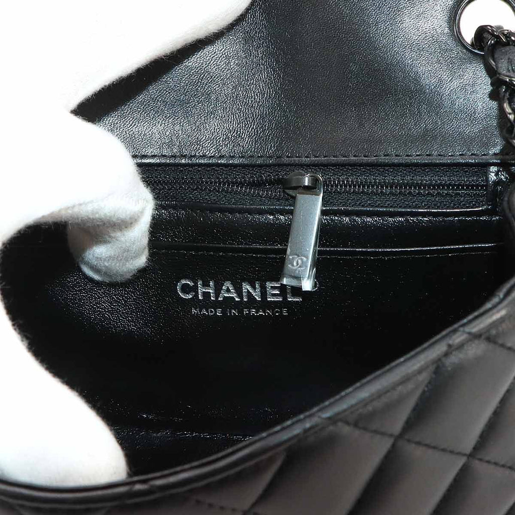 Chanel Mini Quilted Chain Shoulder Bag Lambskin Black — view 8