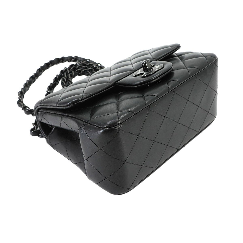 Chanel Mini Quilted Chain Shoulder Bag Lambskin Black — view 5