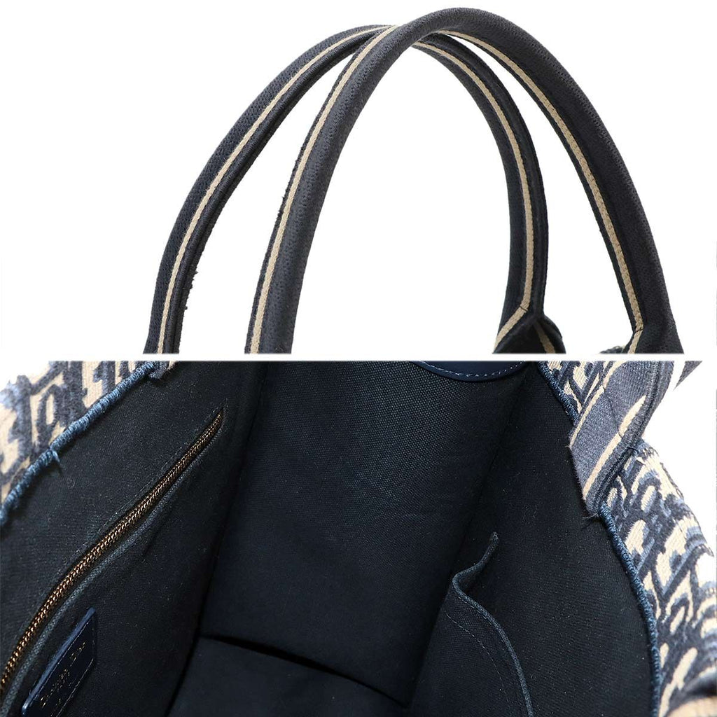Dior Oblique Book Tote Bag Medium Canvas Navy — view 8
