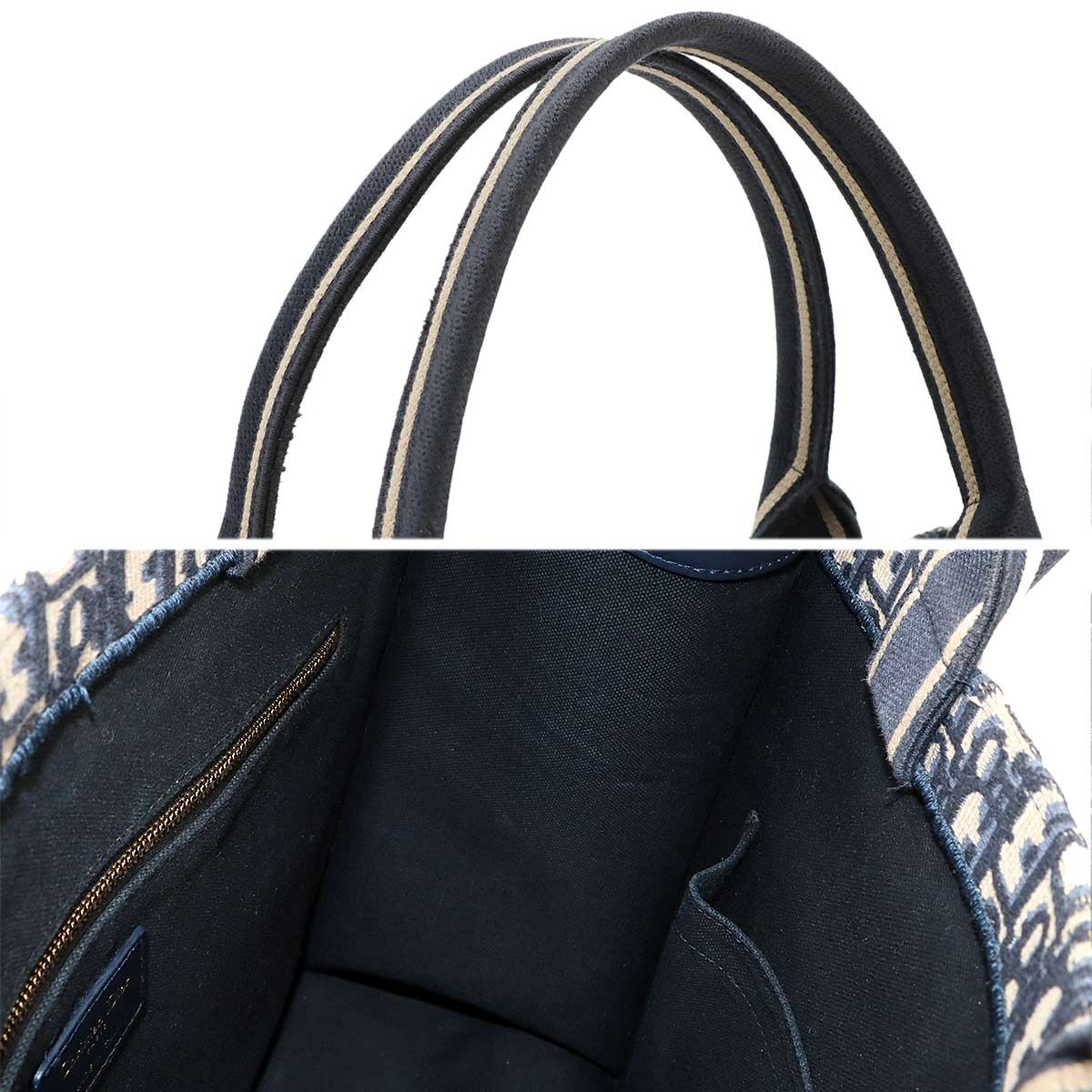 Dior Oblique Book Tote Bag Medium Canvas Navy — view 8
