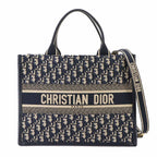 Dior Oblique Book Tote Bag Medium Canvas Navy