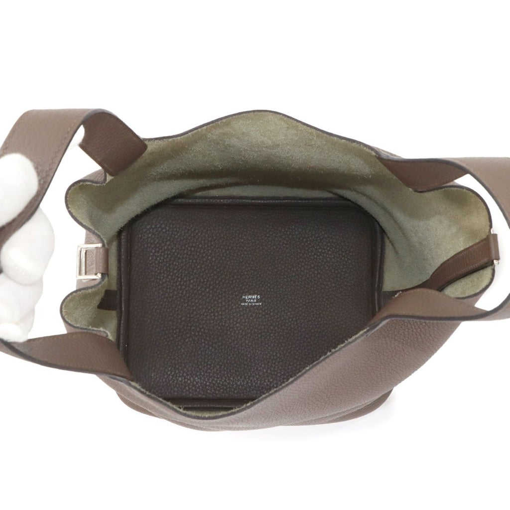 Hermes Picotin Lock 22 Hand Bag Taurillon Clemence Taupe Silver — view 7