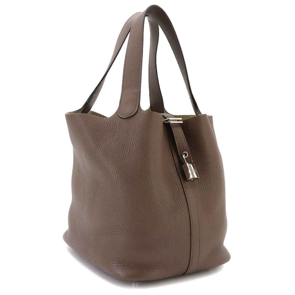 Hermes Picotin Lock 22 Hand Bag Taurillon Clemence Taupe Silver — view 4