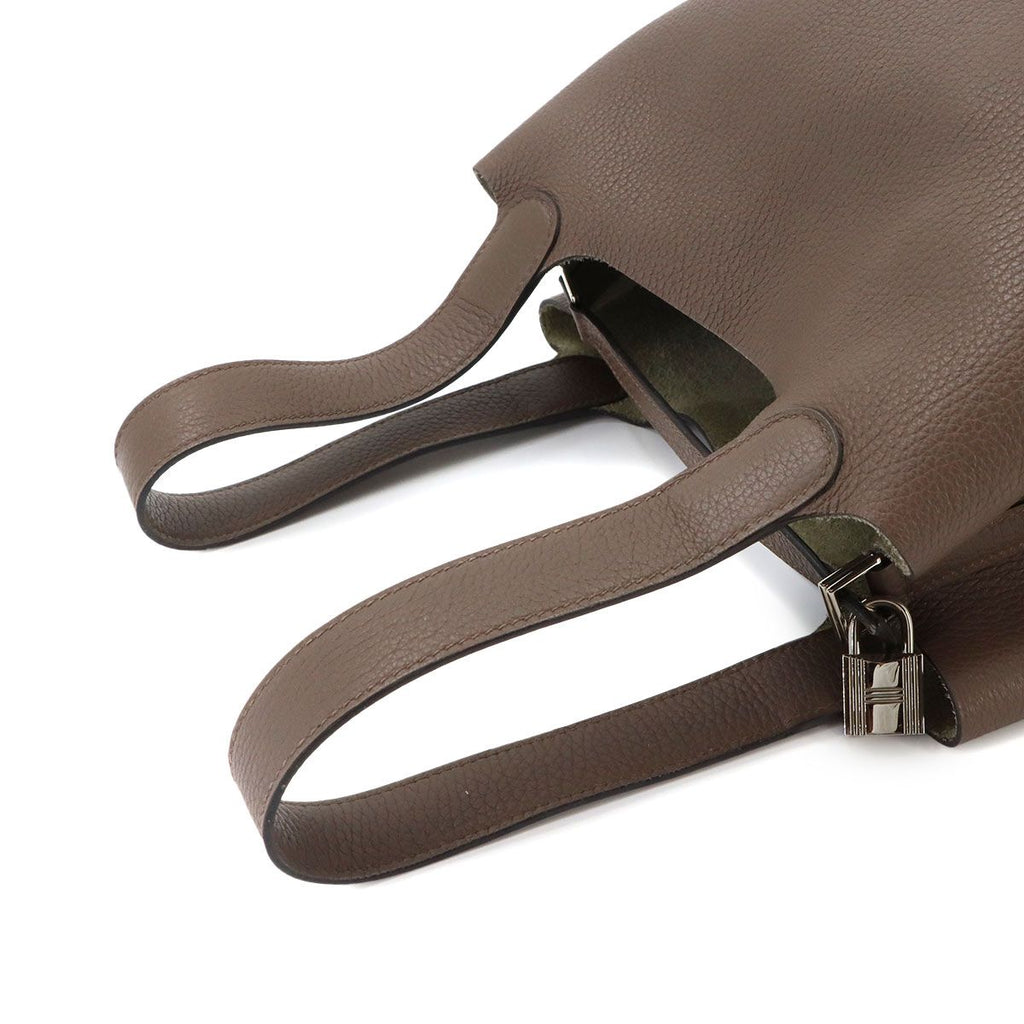 Hermes Picotin Lock 22 Hand Bag Taurillon Clemence Taupe Silver — view 6
