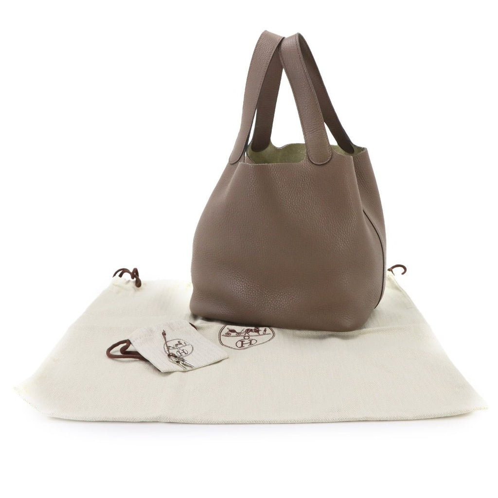 Hermes Picotin Lock 22 Hand Bag Taurillon Clemence Taupe Silver — view 2