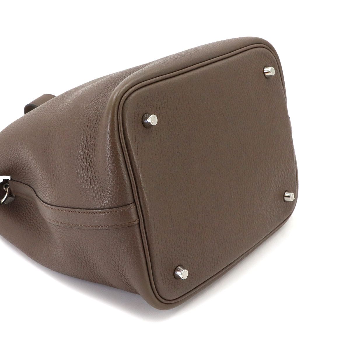 Hermes Picotin Lock 22 Hand Bag Taurillon Clemence Taupe Silver — view 5