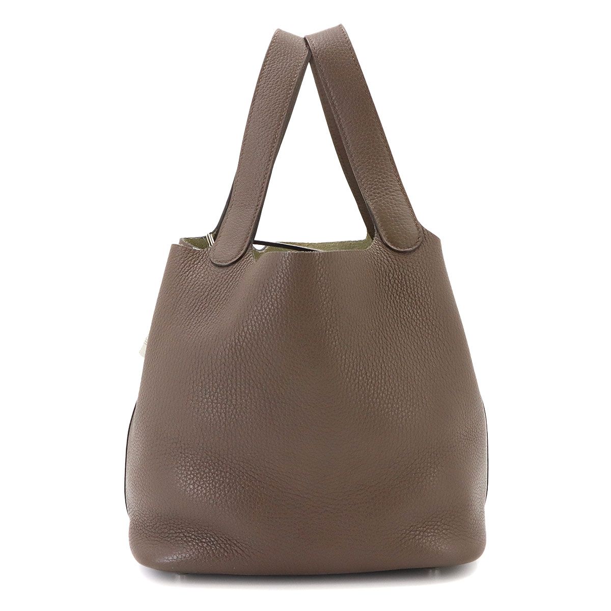 Hermes Picotin Lock 22 Hand Bag Taurillon Clemence Taupe Silver