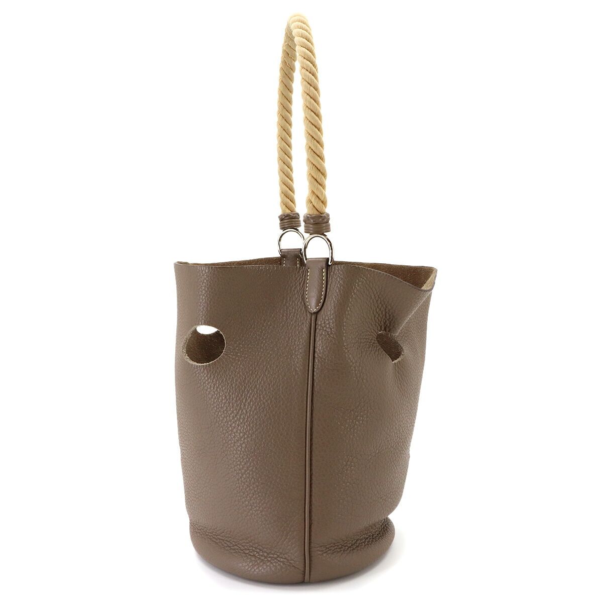 Hermes Mangeoire MM Hand Bag Taurillon Clemence Etoupe — view 3