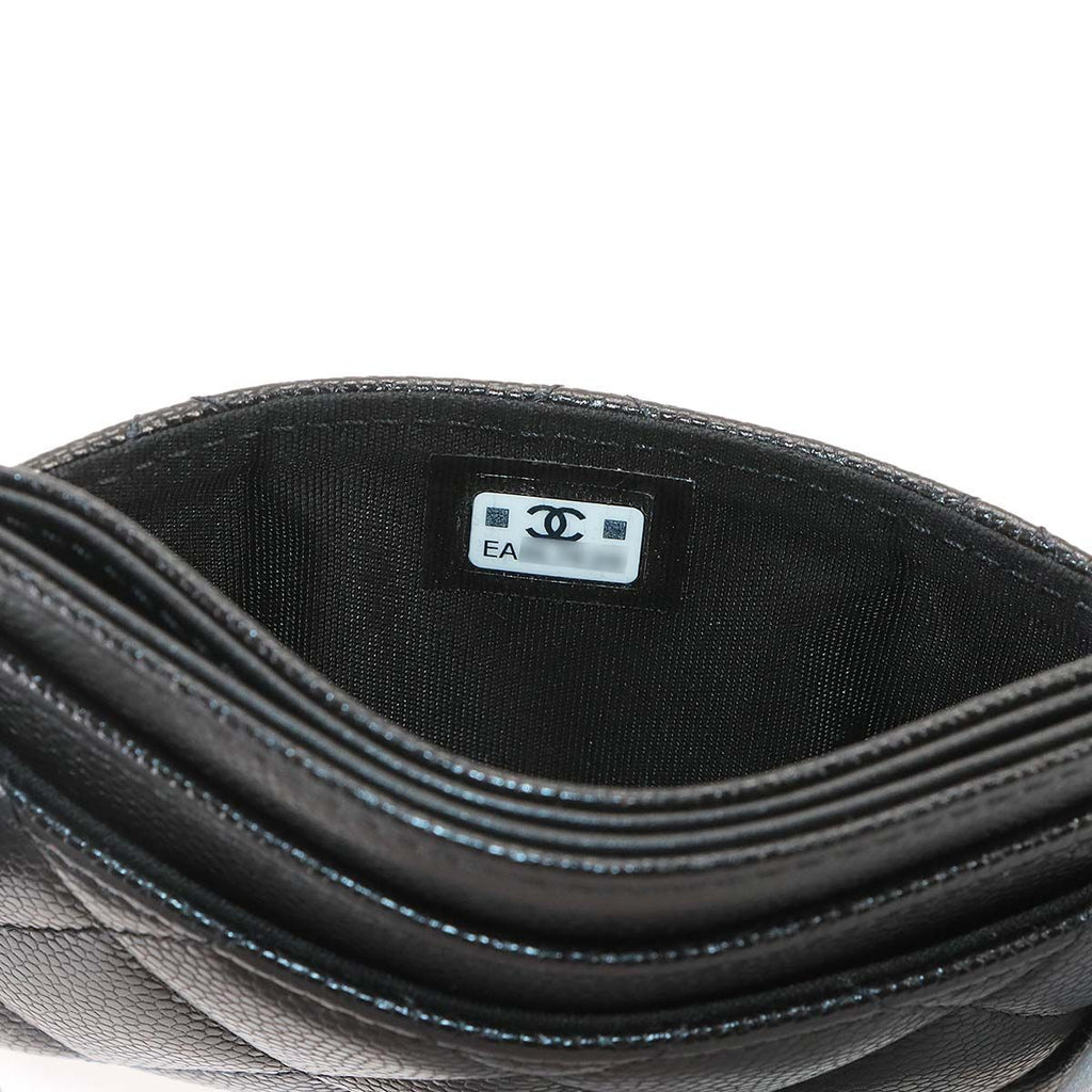 Chanel Quilted Card Case Business Caviar Leather Black Gold — view 8