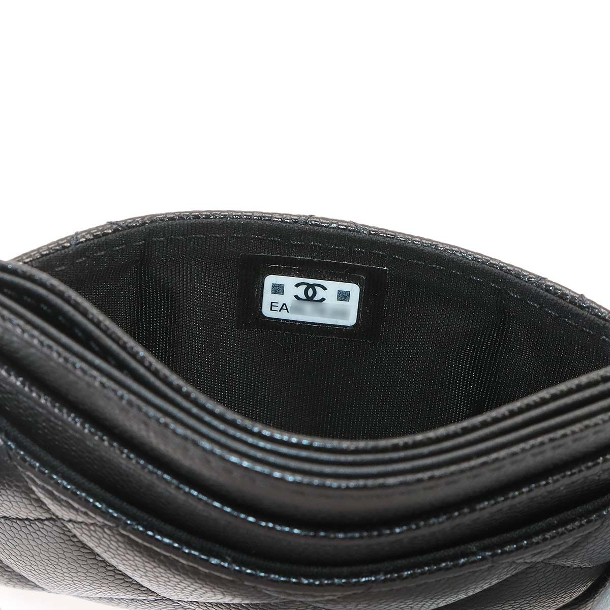 Chanel Quilted Card Case Business Caviar Leather Black Gold — view 8