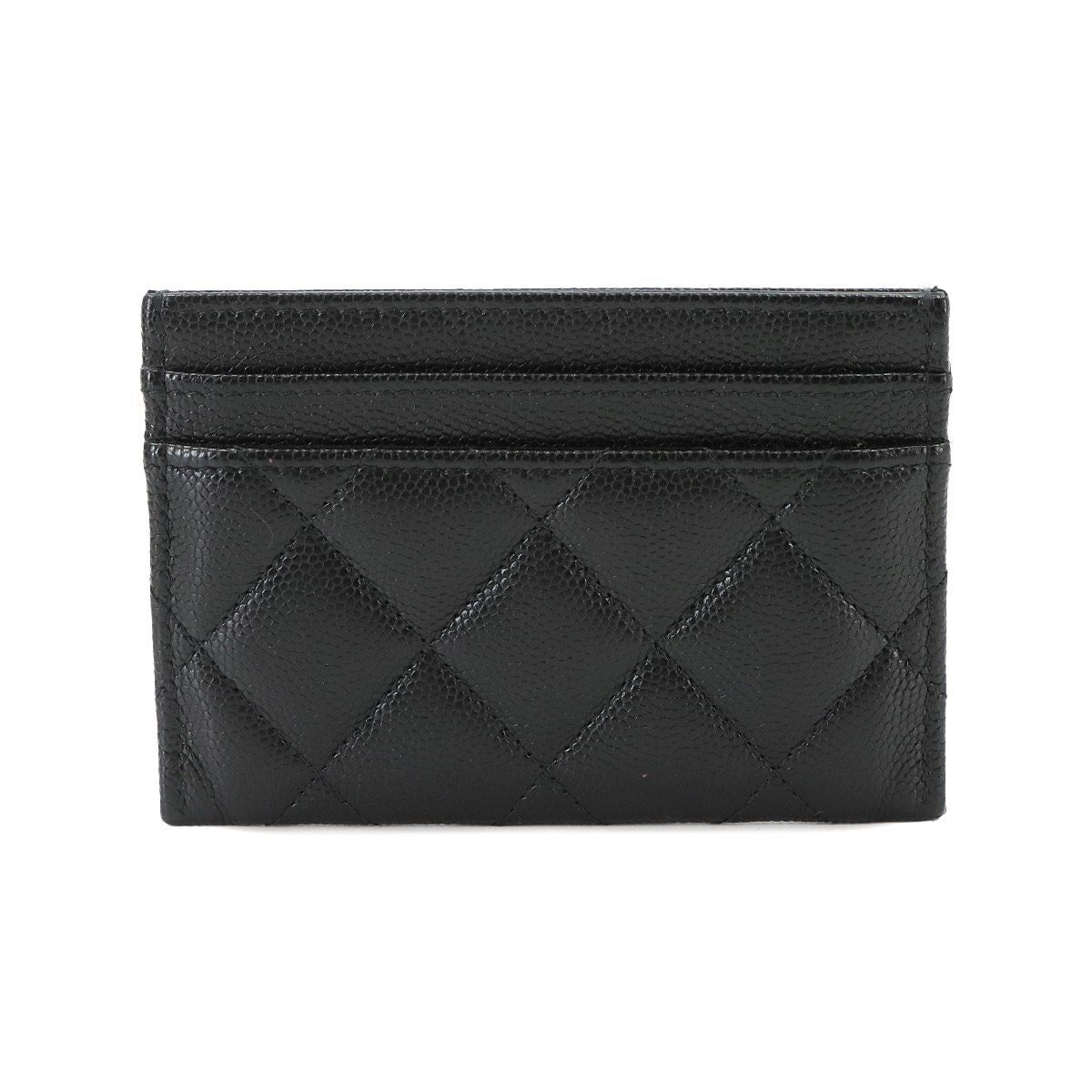 Chanel Quilted Card Case Business Caviar Leather Black Gold — view 3
