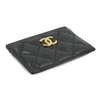 Chanel Quilted Card Case Business Caviar Leather Black Gold — view 4