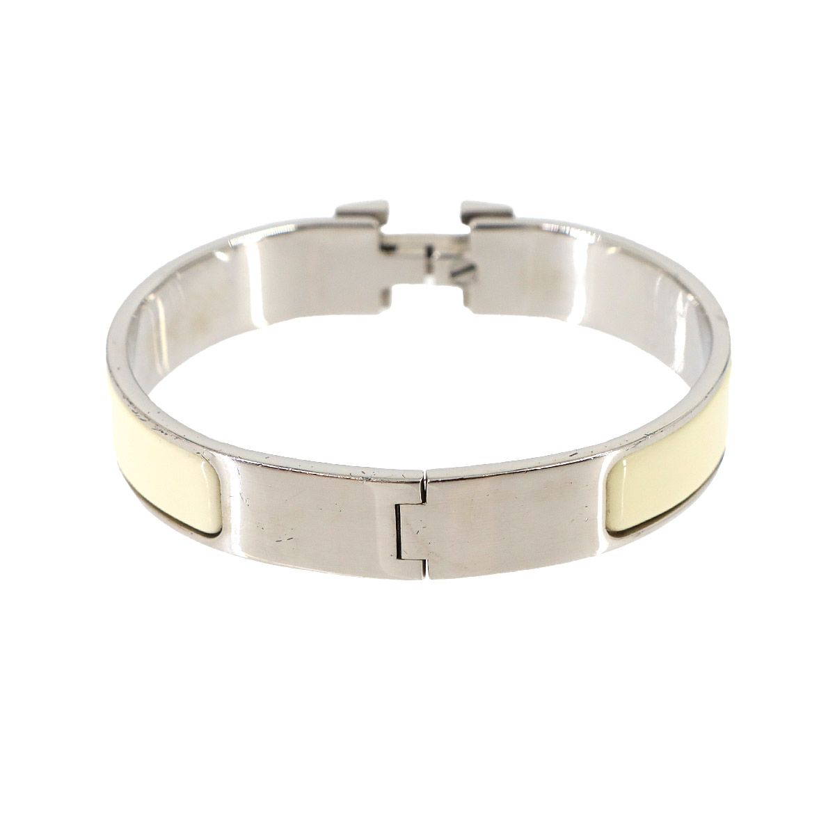 Hermes Clic H PM Bangle Ivory Silver Bracelet — view 3