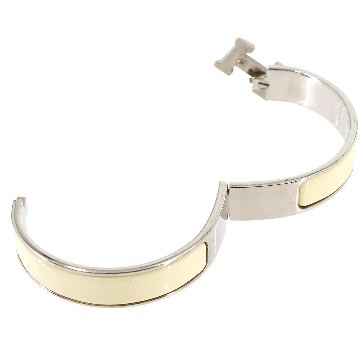 Hermes Clic H PM Bangle Ivory Silver Bracelet — view 7