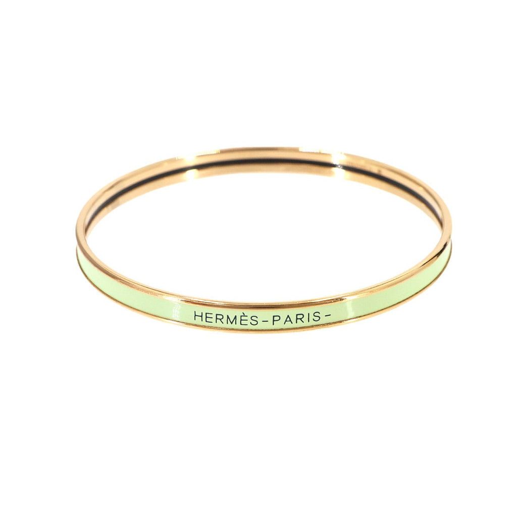 Hermes Uni Enamel Bangle Green Gold Bracelet