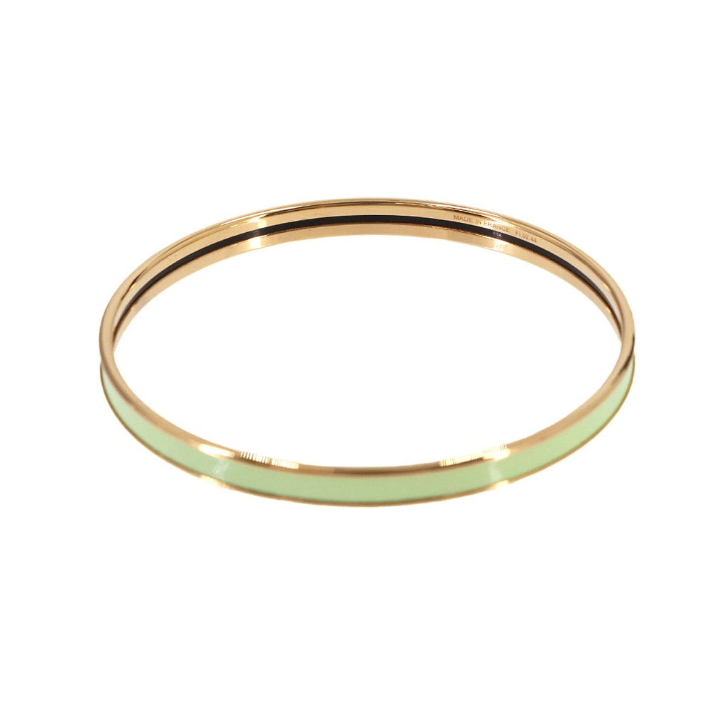 Hermes Uni Enamel Bangle Green Gold Bracelet — view 3