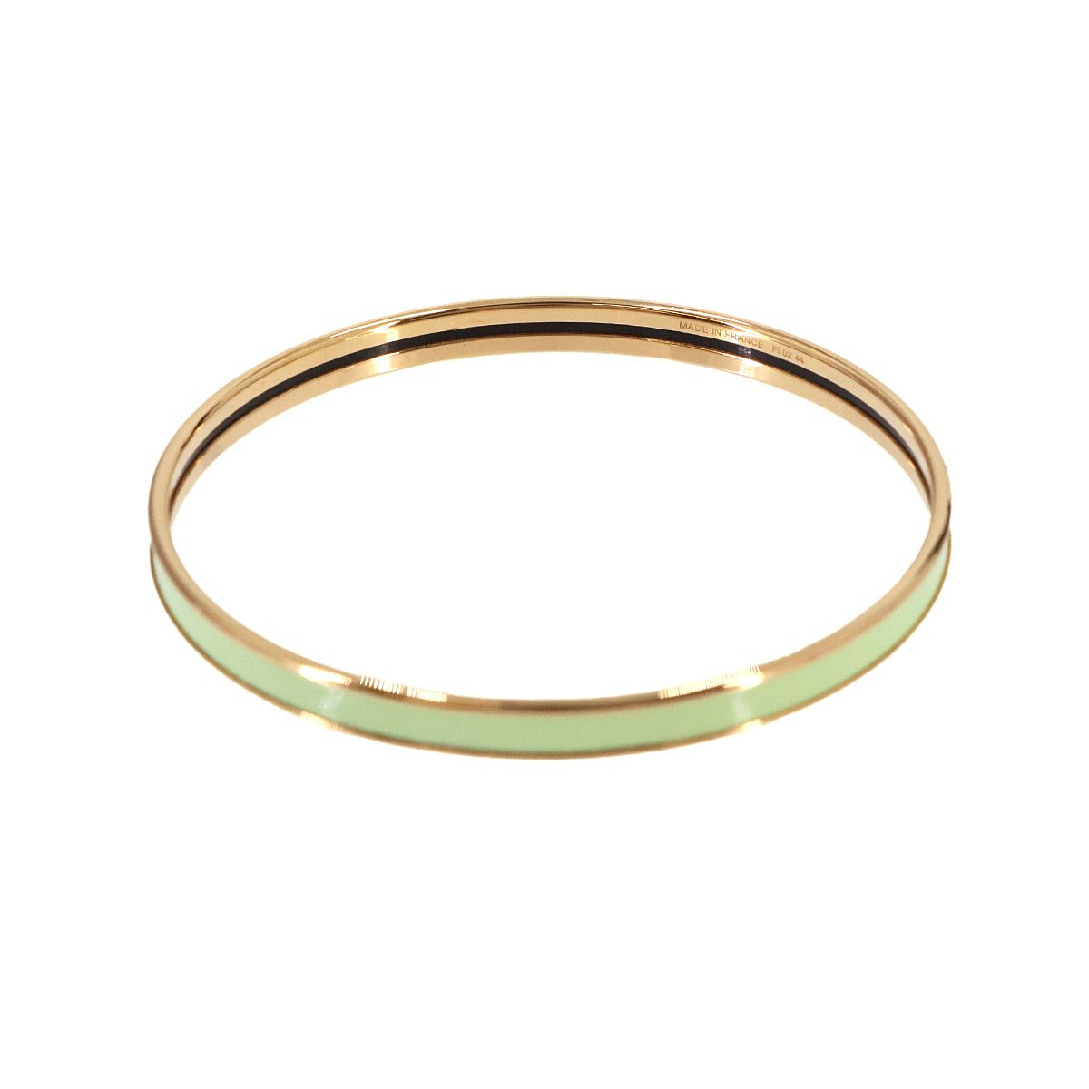 Hermes Uni Enamel Bangle Green Gold Bracelet — view 3