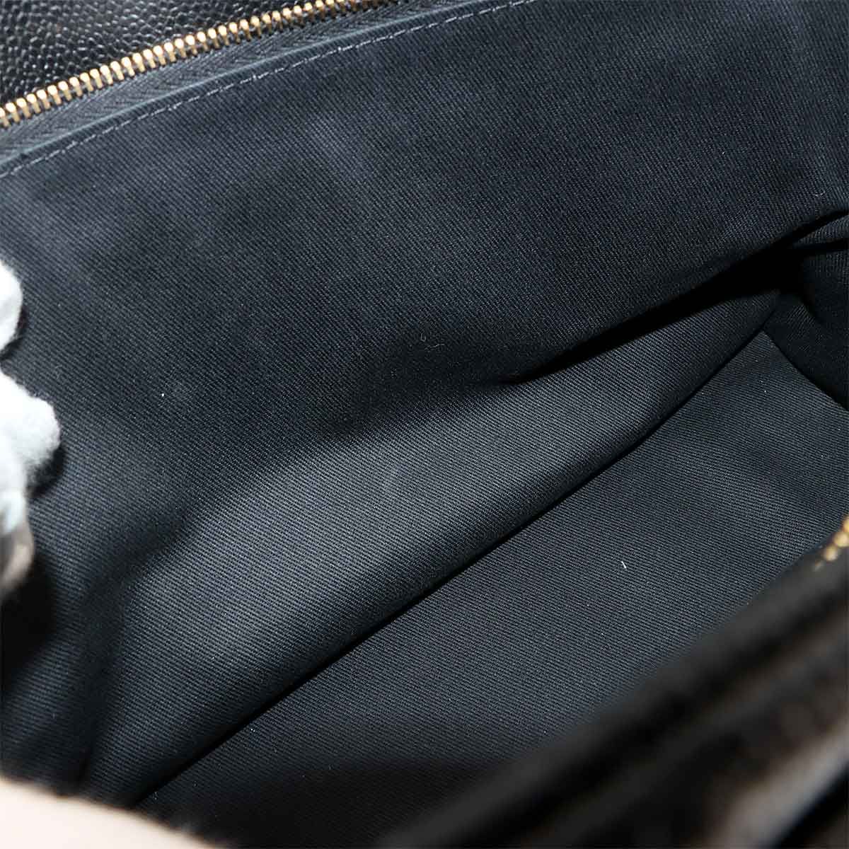 Chanel Quilted Chain Tote Bag Caviar Leather Black — view 7