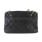 Chanel Quilted Chain Tote Bag Caviar Leather Black — view 2