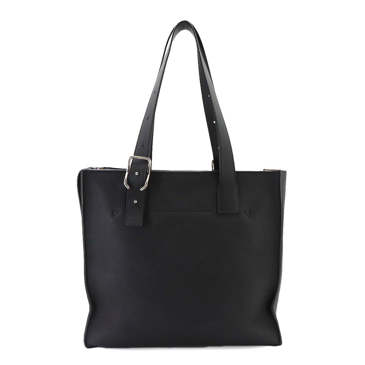 Loewe Buckle Zipper Tote Bag Leather Black Silver — view 3