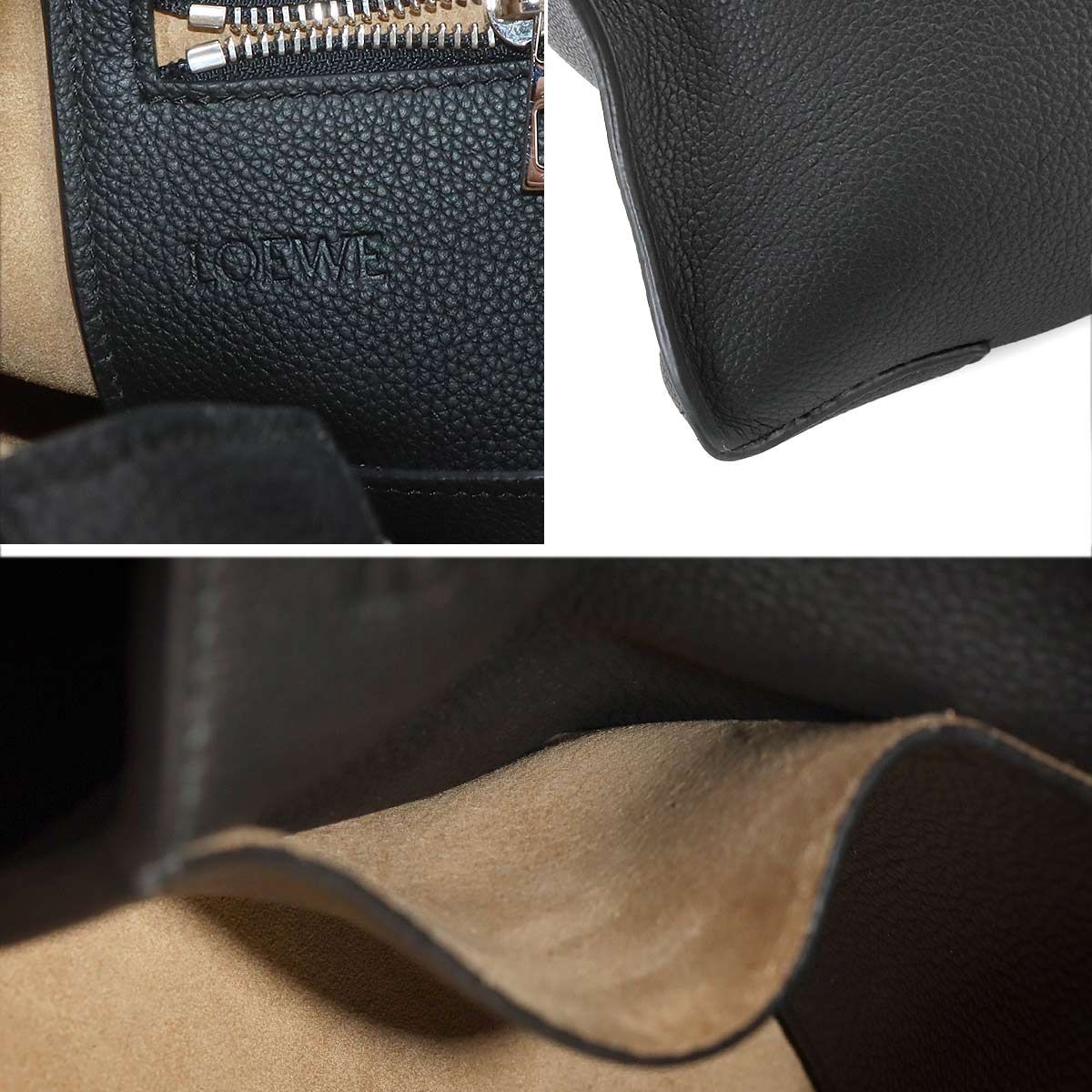 Loewe Buckle Zipper Tote Bag Leather Black Silver — view 8