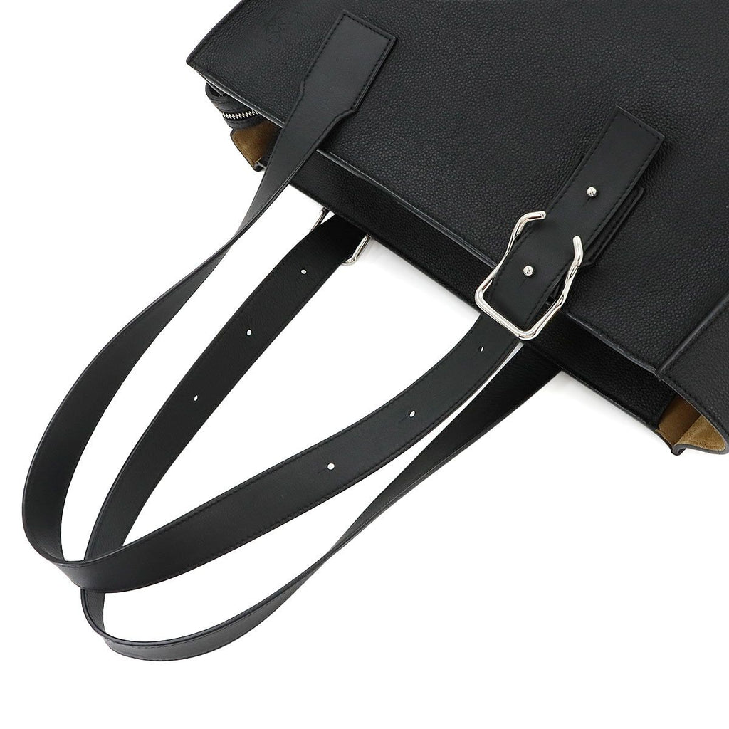 Loewe Buckle Zipper Tote Bag Leather Black Silver — view 6