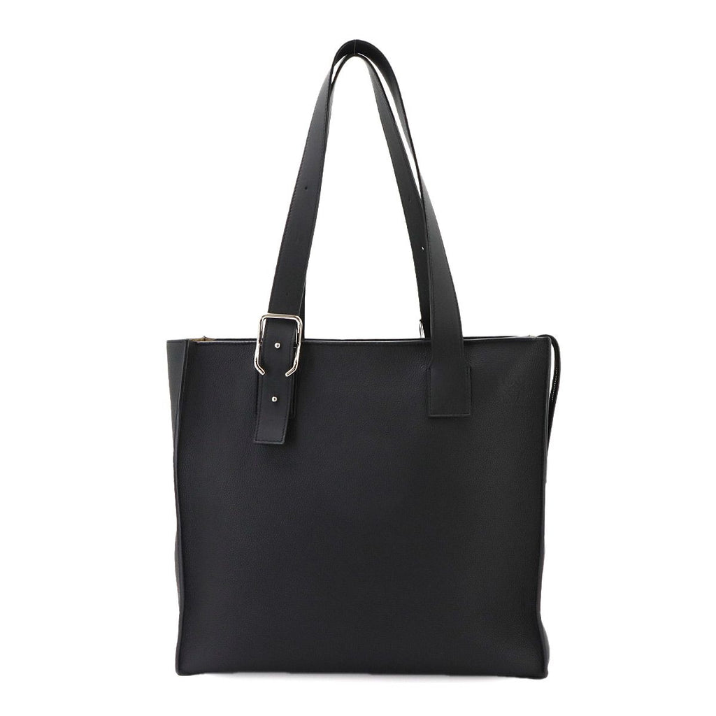 Loewe Buckle Zipper Tote Bag Leather Black Silver