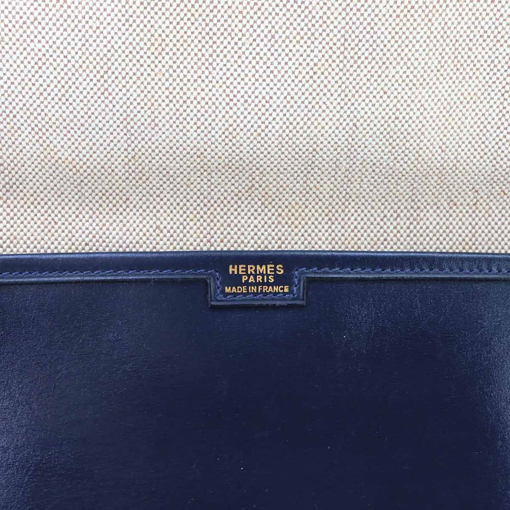 Hermes Jige GM Clutch Box Calf Navy — view 6