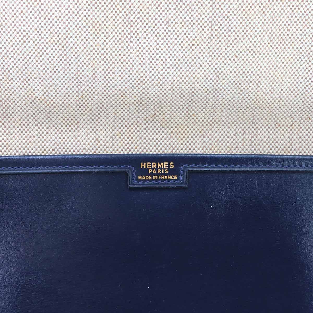 Hermes Jige GM Clutch Box Calf Navy — view 6