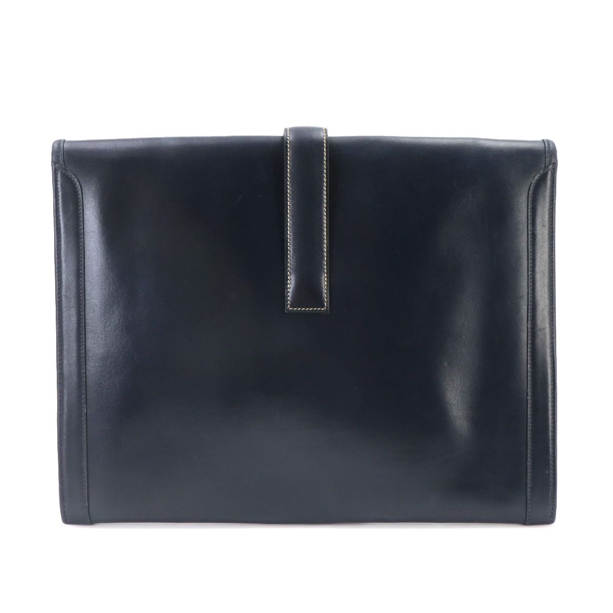 Hermes Jige GM Clutch Box Calf Navy — view 2