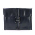 Hermes Jige GM Clutch Box Calf Navy