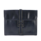 Hermes Jige GM Clutch Box Calf Navy