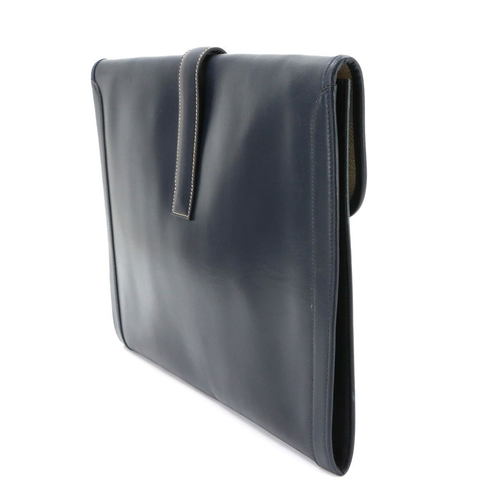 Hermes Jige GM Clutch Box Calf Navy — view 3
