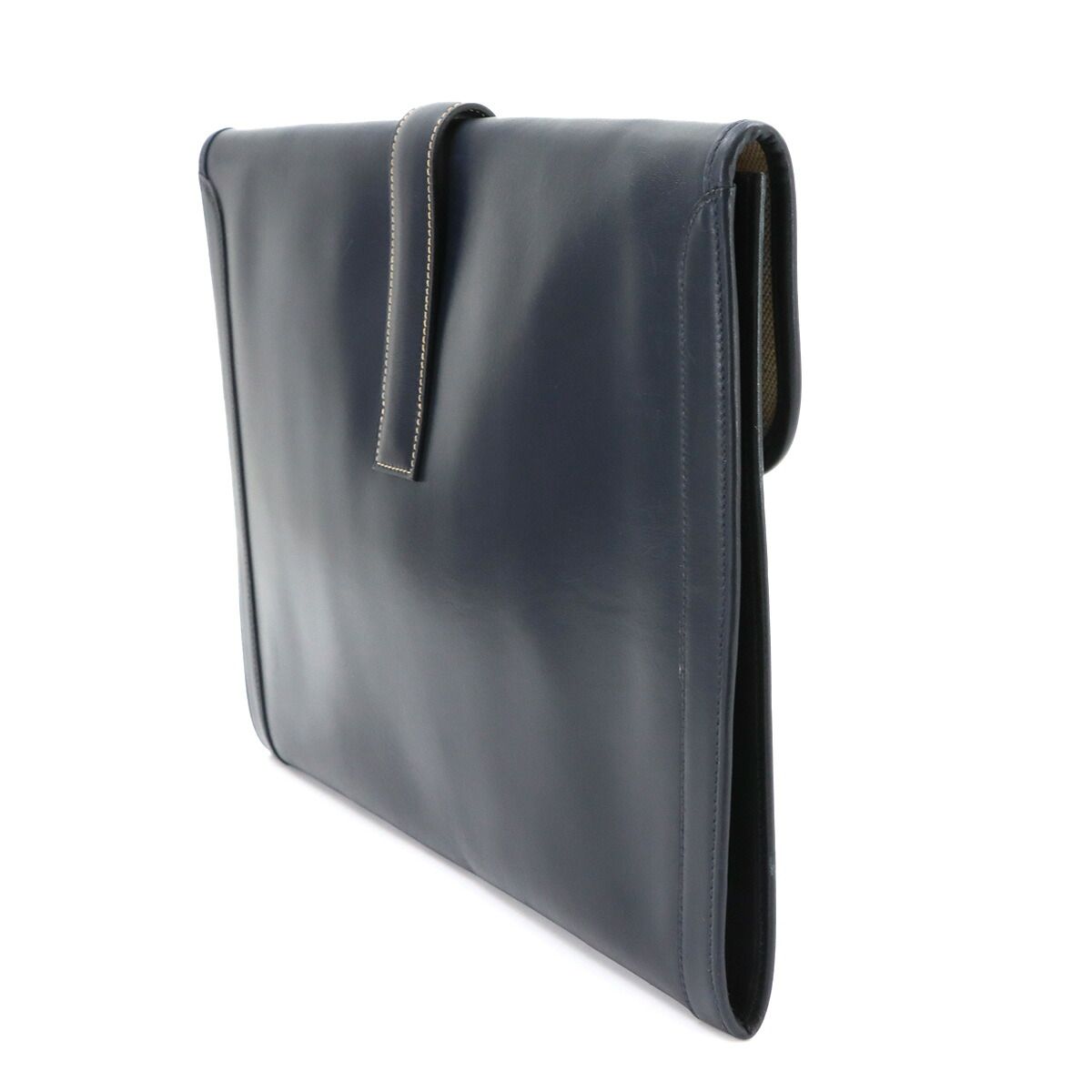 Hermes Jige GM Clutch Box Calf Navy — view 3