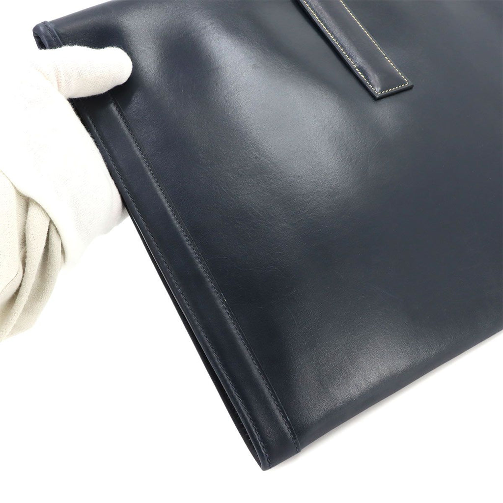 Hermes Jige GM Clutch Box Calf Navy — view 7