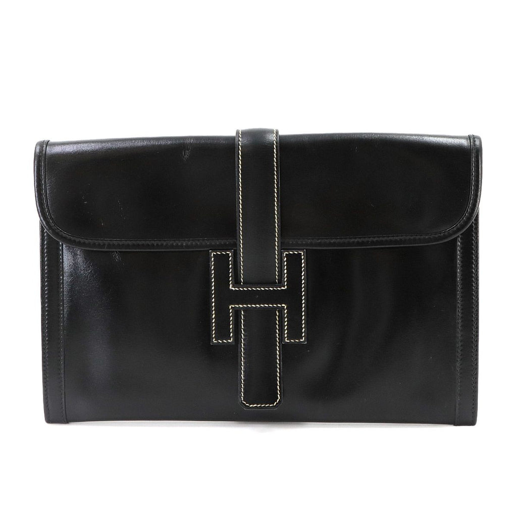 Hermes Jige PM Clutch Box Calf Black