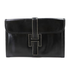Hermes Jige PM Clutch Box Calf Black