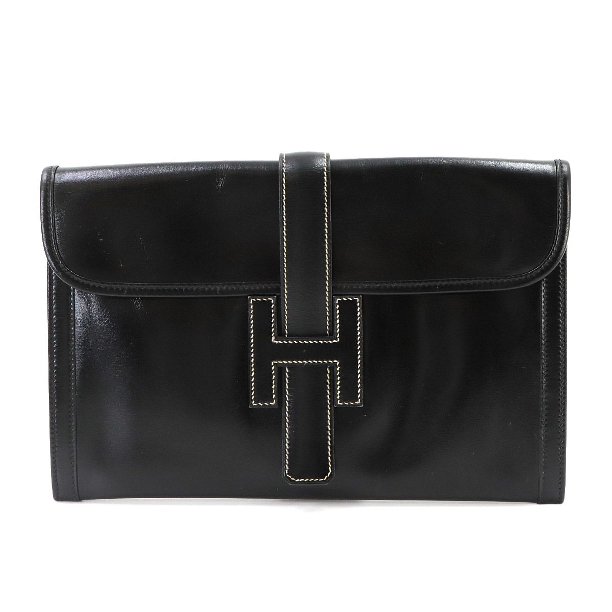 Hermes Jige PM Clutch Box Calf Black