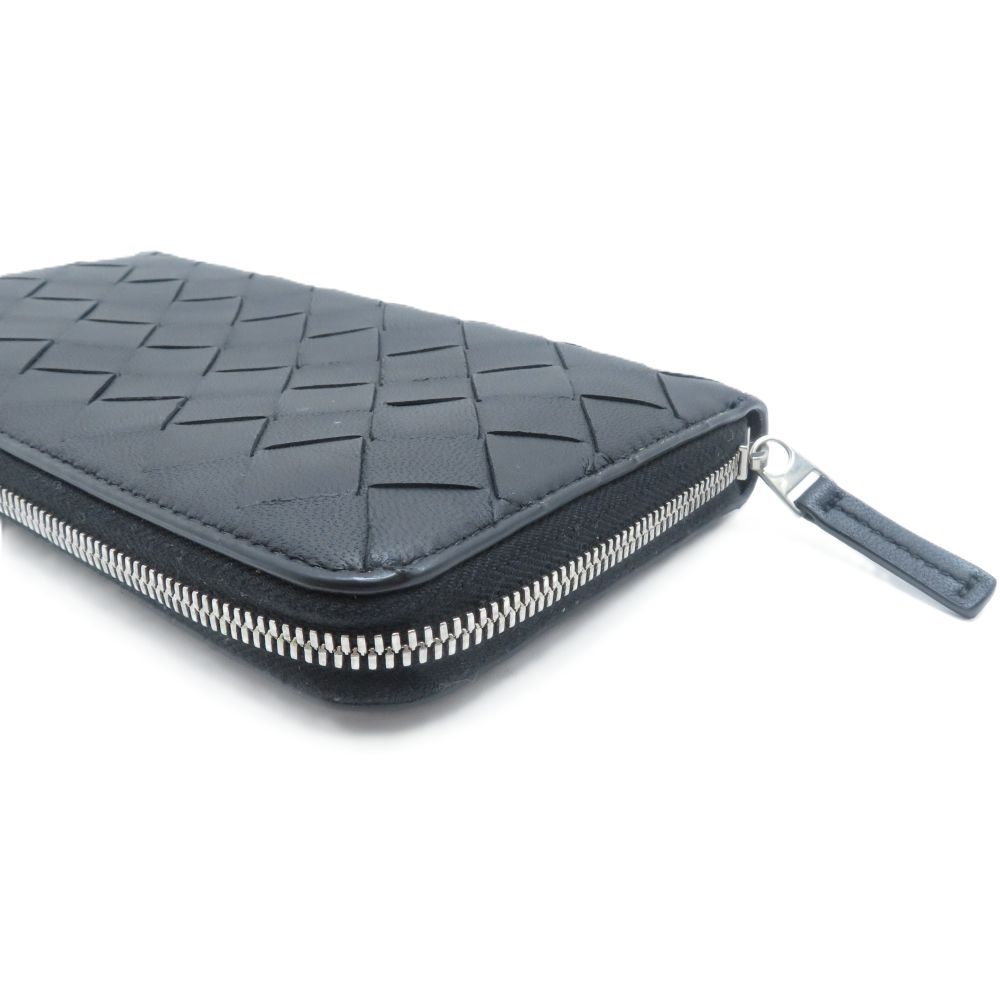 Bottega Veneta Intrecciato Zip Around Wallet Black Calfskin — view 3