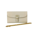 Dior Shoulder Bag Bobby East West Chain Wallet Beige Leather Gold