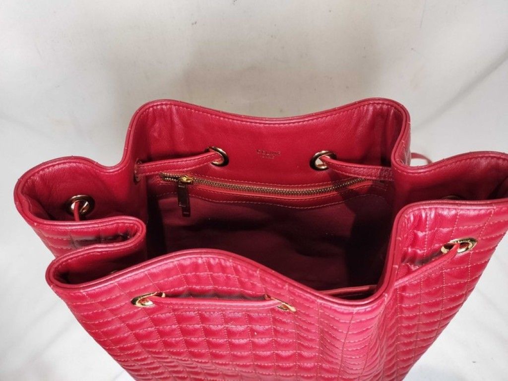Celine Backpack C Charm Small Red Leather Gold — view 8