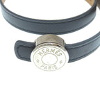 Hermes Sellier Looping Bracelet SS Leather Black Gold