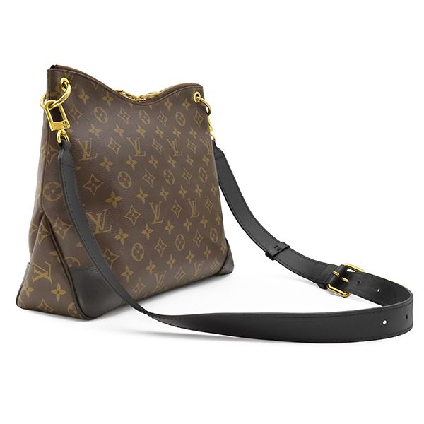 Louis Vuitton Shoulder Bag Odeon NM MM Monogram Canvas Leather Noir Gold Brown — view 2