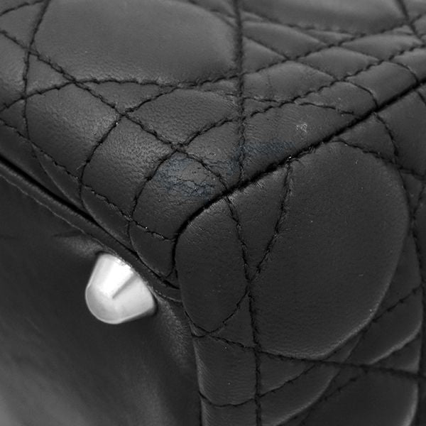 Dior Handbag Lady Classic Leather Black Red Silver Cannage — view 4