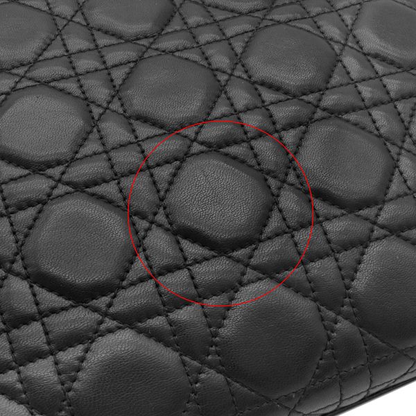 Dior Handbag Lady Classic Leather Black Red Silver Cannage — view 7