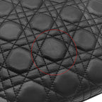 Dior Handbag Lady Classic Leather Black Red Silver Cannage — view 7
