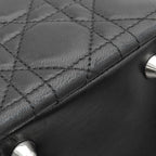 Dior Handbag Lady Classic Leather Black Red Silver Cannage — view 5