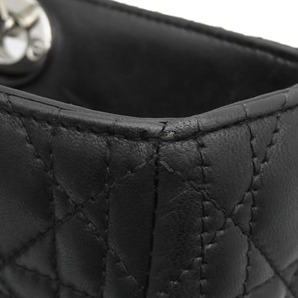 Dior Handbag Lady Classic Leather Black Red Silver Cannage — view 8