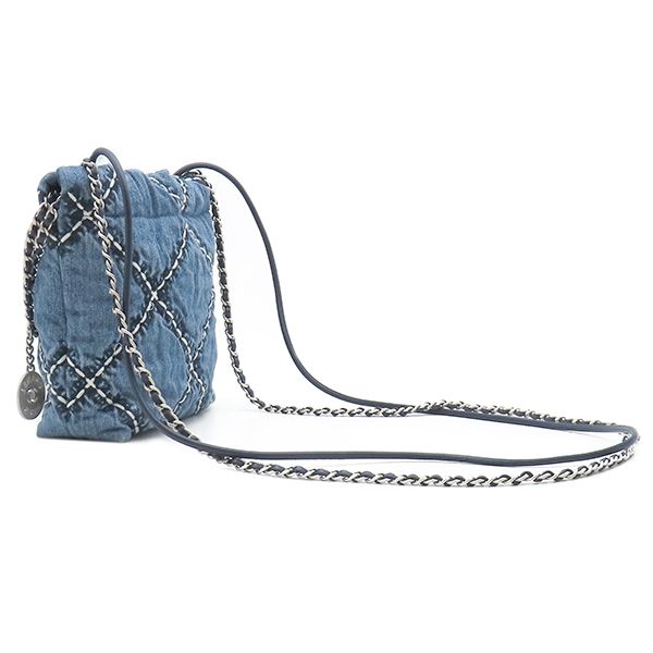 Chanel 2-Way Chanel 22 Hobo Mini Denim Blue Matte Silver — view 2
